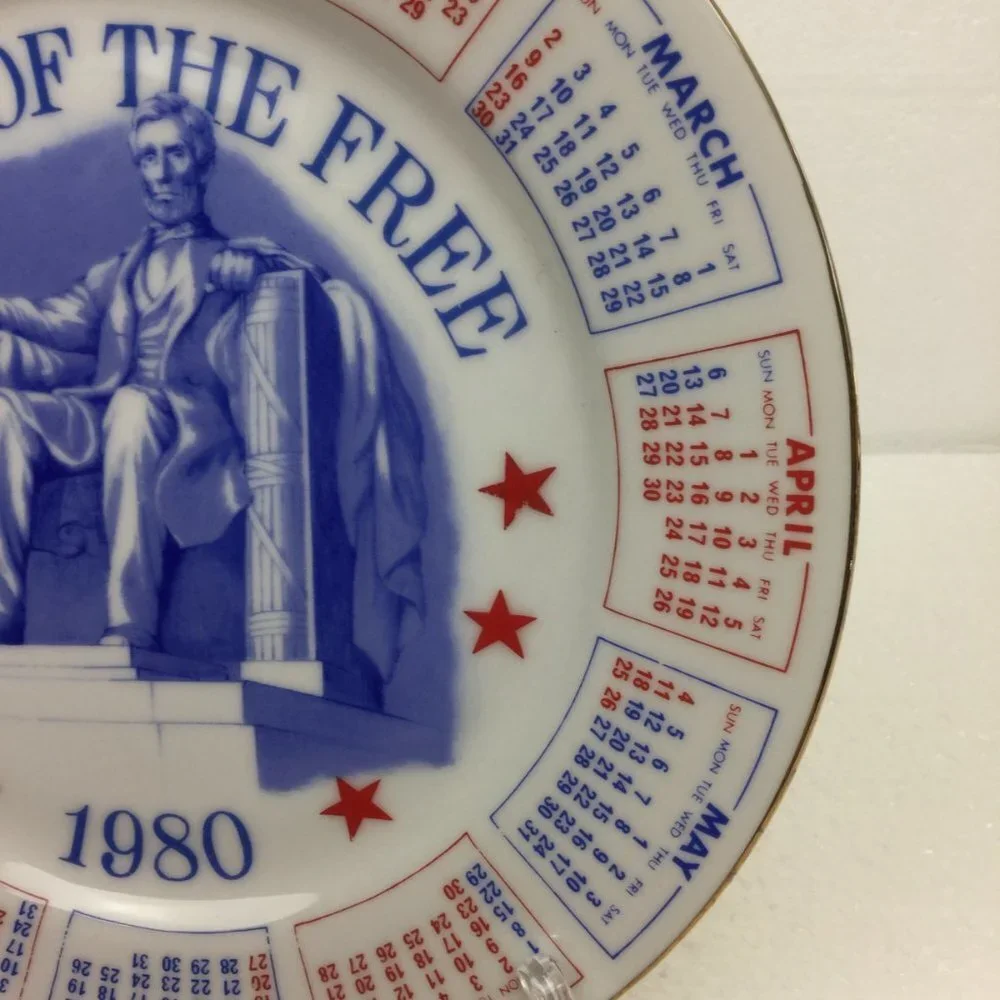 1980 Year Calendar Collection Plate Lincoln